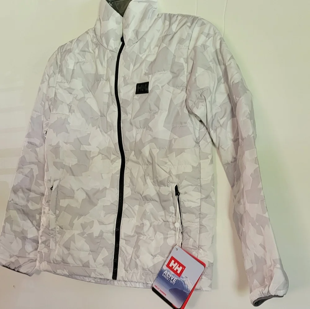 Helly Hansen Jr LifaLoft Insulated Jacket Packable Grey Camo Gorpcore Outdoor